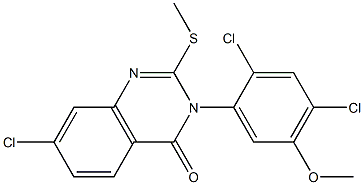 7-chloro-3-(2,4-dichloro-5-methoxyphenyl)-2-(methylsulfanyl)-4(3H)-quinazolinone Struktur