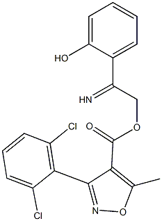 2-[({[3-(2,6-dichlorophenyl)-5-methylisoxazol-4-yl]carbonyl}oxy)ethanimidoyl]phenol Struktur