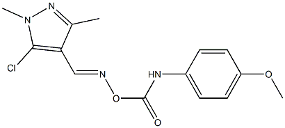 5-chloro-4-[({[(4-methoxyanilino)carbonyl]oxy}imino)methyl]-1,3-dimethyl-1H-pyrazole Struktur