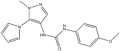 N-(4-methoxyphenyl)-N'-[1-methyl-5-(1H-pyrrol-1-yl)-1H-pyrazol-4-yl]urea Struktur