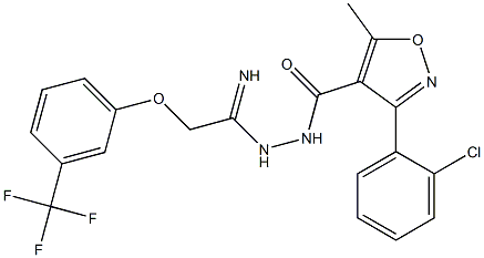 3-(2-chlorophenyl)-5-methyl-N'-{2-[3-(trifluoromethyl)phenoxy]ethanimidoyl}-4-isoxazolecarbohydrazide Struktur