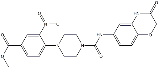 methyl 3-nitro-4-(4-{[(3-oxo-3,4-dihydro-2H-1,4-benzoxazin-6-yl)amino]carbonyl}piperazino)benzenecarboxylate Struktur