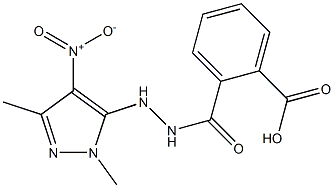 2-{[2-(1,3-dimethyl-4-nitro-1H-pyrazol-5-yl)hydrazino]carbonyl}benzoic acid Struktur