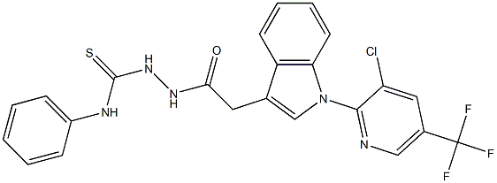 2-(2-{1-[3-chloro-5-(trifluoromethyl)-2-pyridinyl]-1H-indol-3-yl}acetyl)-N-phenyl-1-hydrazinecarbothioamide Struktur