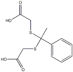 2-({1-[(carboxymethyl)thio]-1-phenylethyl}thio)acetic acid Struktur