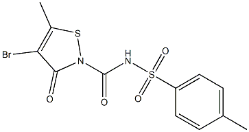 N-{[4-bromo-5-methyl-3-oxo-2(3H)-isothiazolyl]carbonyl}-4-methylbenzenesulfonamide Struktur