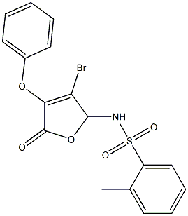 N-(3-bromo-5-oxo-4-phenoxy-2,5-dihydro-2-furanyl)-2-methylbenzenesulfonamide Struktur