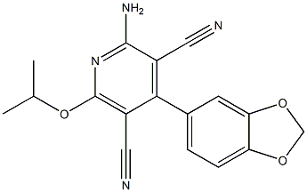 2-amino-4-(1,3-benzodioxol-5-yl)-6-isopropoxypyridine-3,5-dicarbonitrile Struktur