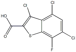 3,4,6-trichloro-7-fluorobenzo[b]thiophene-2-carboxylic acid Struktur