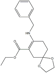 ethyl 8-(benzylamino)-1,4-dioxaspiro[4.5]dec-7-ene-7-carboxylate Struktur