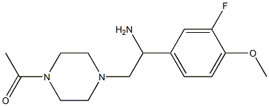 1-{4-[2-amino-2-(3-fluoro-4-methoxyphenyl)ethyl]piperazin-1-yl}ethan-1-one Struktur