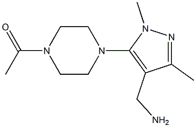 1-{4-[4-(aminomethyl)-1,3-dimethyl-1H-pyrazol-5-yl]piperazin-1-yl}ethan-1-one Struktur