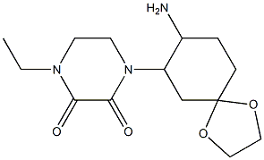 1-{8-amino-1,4-dioxaspiro[4.5]decan-7-yl}-4-ethylpiperazine-2,3-dione Struktur