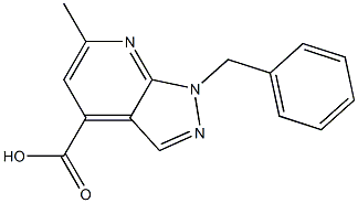 1-benzyl-6-methyl-1H-pyrazolo[3,4-b]pyridine-4-carboxylic acid Struktur