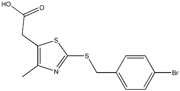 2-(2-{[(4-bromophenyl)methyl]sulfanyl}-4-methyl-1,3-thiazol-5-yl)acetic acid Struktur