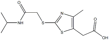 2-(4-methyl-2-{[(propan-2-ylcarbamoyl)methyl]sulfanyl}-1,3-thiazol-5-yl)acetic acid Struktur