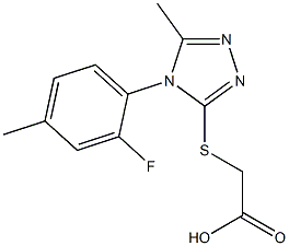 2-{[4-(2-fluoro-4-methylphenyl)-5-methyl-4H-1,2,4-triazol-3-yl]sulfanyl}acetic acid Struktur