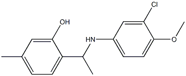 2-{1-[(3-chloro-4-methoxyphenyl)amino]ethyl}-5-methylphenol Struktur