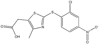 2-{2-[(2-chloro-4-nitrophenyl)sulfanyl]-4-methyl-1,3-thiazol-5-yl}acetic acid Struktur