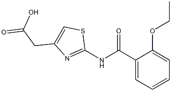 2-{2-[(2-ethoxybenzene)amido]-1,3-thiazol-4-yl}acetic acid Struktur