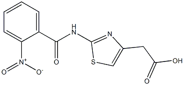 2-{2-[(2-nitrobenzene)amido]-1,3-thiazol-4-yl}acetic acid Struktur