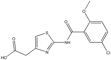 2-{2-[(5-chloro-2-methoxybenzene)amido]-1,3-thiazol-4-yl}acetic acid Struktur