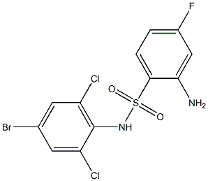 2-amino-N-(4-bromo-2,6-dichlorophenyl)-4-fluorobenzene-1-sulfonamide Struktur