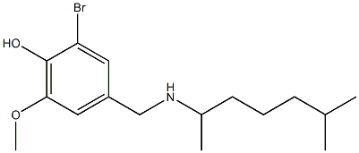 2-bromo-6-methoxy-4-{[(6-methylheptan-2-yl)amino]methyl}phenol Struktur