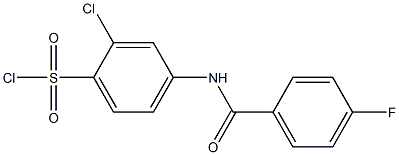 2-chloro-4-[(4-fluorobenzene)amido]benzene-1-sulfonyl chloride Struktur