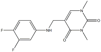 5-{[(3,4-difluorophenyl)amino]methyl}-1,3-dimethyl-1,2,3,4-tetrahydropyrimidine-2,4-dione Struktur