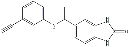 5-{1-[(3-ethynylphenyl)amino]ethyl}-2,3-dihydro-1H-1,3-benzodiazol-2-one Struktur