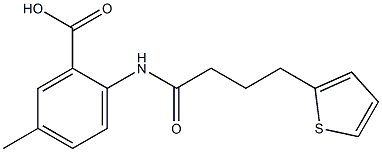 5-methyl-2-[4-(thiophen-2-yl)butanamido]benzoic acid Struktur