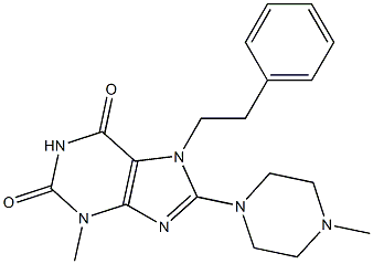 3-methyl-8-(4-methyl-1-piperazinyl)-7-(2-phenylethyl)-3,7-dihydro-1H-purine-2,6-dione Struktur