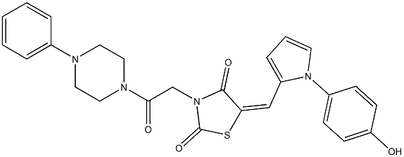 5-{[1-(4-hydroxyphenyl)-1H-pyrrol-2-yl]methylene}-3-[2-oxo-2-(4-phenylpiperazin-1-yl)ethyl]-1,3-thiazolidine-2,4-dione Struktur