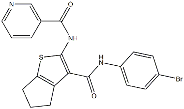 N-{3-[(4-bromoanilino)carbonyl]-5,6-dihydro-4H-cyclopenta[b]thien-2-yl}nicotinamide Struktur