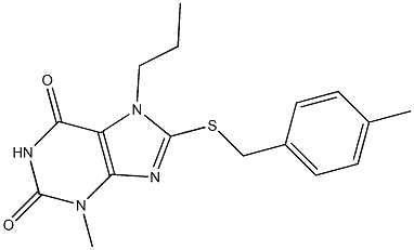 3-methyl-8-[(4-methylbenzyl)sulfanyl]-7-propyl-3,7-dihydro-1H-purine-2,6-dione Struktur