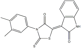 3-[3-(3,4-dimethylphenyl)-4-oxo-2-thioxo-1,3-thiazolidin-5-ylidene]-1,3-dihydro-2H-indol-2-one Struktur