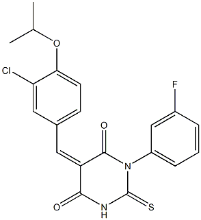 5-(3-chloro-4-isopropoxybenzylidene)-1-(3-fluorophenyl)-2-thioxodihydropyrimidine-4,6(1H,5H)-dione Struktur