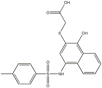 [(1-hydroxy-4-{[(4-methylphenyl)sulfonyl]amino}-2-naphthyl)sulfanyl]acetic acid Struktur