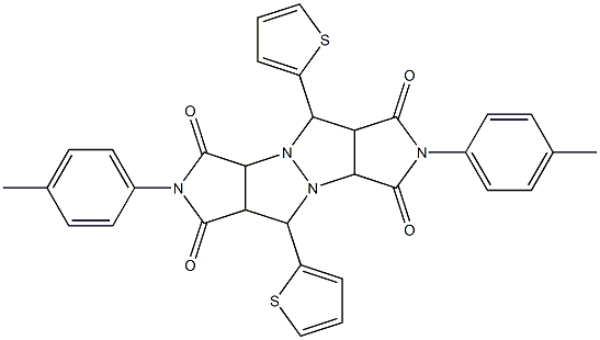 2,7-bis(4-methylphenyl)-5,10-di(2-thienyl)tetrahydropyrrolo[3,4-c]pyrrolo[3',4':4,5]pyrazolo[1,2-a]pyrazole-1,3,6,8(2H,3aH,5H,7H)-tetrone Struktur