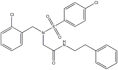 2-{(2-chlorobenzyl)[(4-chlorophenyl)sulfonyl]amino}-N-(2-phenylethyl)acetamide Struktur