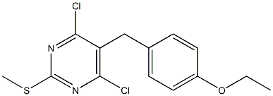 4,6-dichloro-5-(4-ethoxybenzyl)-2-(methylsulfanyl)pyrimidine Struktur