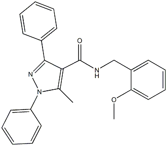 N-(2-methoxybenzyl)-5-methyl-1,3-diphenyl-1H-pyrazole-4-carboxamide Struktur