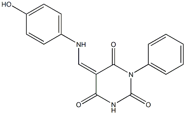 5-[(4-hydroxyanilino)methylene]-1-phenyl-2,4,6(1H,3H,5H)-pyrimidinetrione Struktur