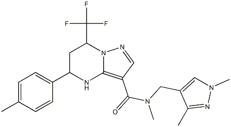 N-[(1,3-dimethyl-1H-pyrazol-4-yl)methyl]-N-methyl-5-(4-methylphenyl)-7-(trifluoromethyl)-4,5,6,7-tetrahydropyrazolo[1,5-a]pyrimidine-3-carboxamide Struktur