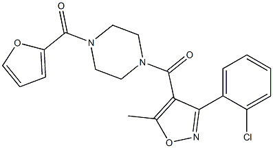 1-{[3-(2-chlorophenyl)-5-methyl-4-isoxazolyl]carbonyl}-4-(2-furoyl)piperazine Struktur