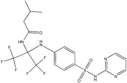 3-methyl-N-[2,2,2-trifluoro-1-{4-[(2-pyrimidinylamino)sulfonyl]anilino}-1-(trifluoromethyl)ethyl]butanamide Struktur