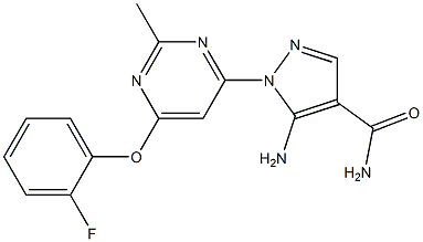 5-amino-1-[6-(2-fluorophenoxy)-2-methyl-4-pyrimidinyl]-1H-pyrazole-4-carboxamide Struktur