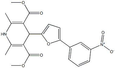 dimethyl 4-(5-{3-nitrophenyl}-2-furyl)-2,6-dimethyl-1,4-dihydro-3,5-pyridinedicarboxylate Struktur