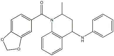 1-(1,3-benzodioxol-5-ylcarbonyl)-2-methyl-N-phenyl-1,2,3,4-tetrahydro-4-quinolinamine Struktur